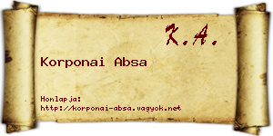 Korponai Absa névjegykártya